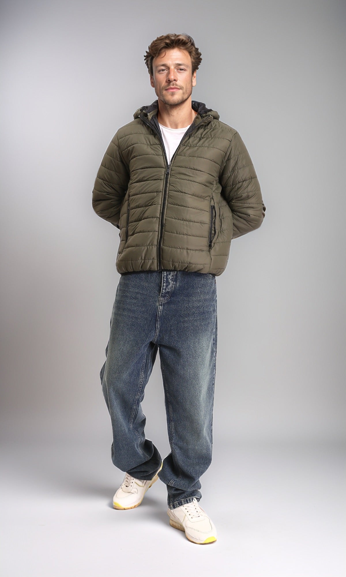 R211343 - Coziness Regular Fit Puffer Jacket - Dark Khaki