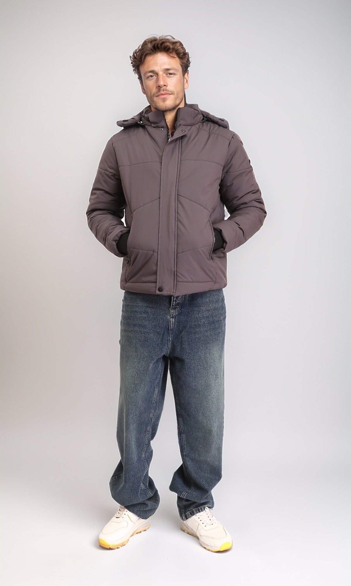 Dark Grey Hooded Waterproof Casual Jacket - R211345