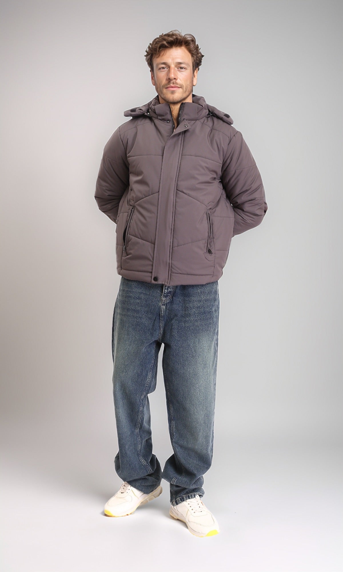 Dark Grey Hooded Waterproof Casual Jacket - R211345