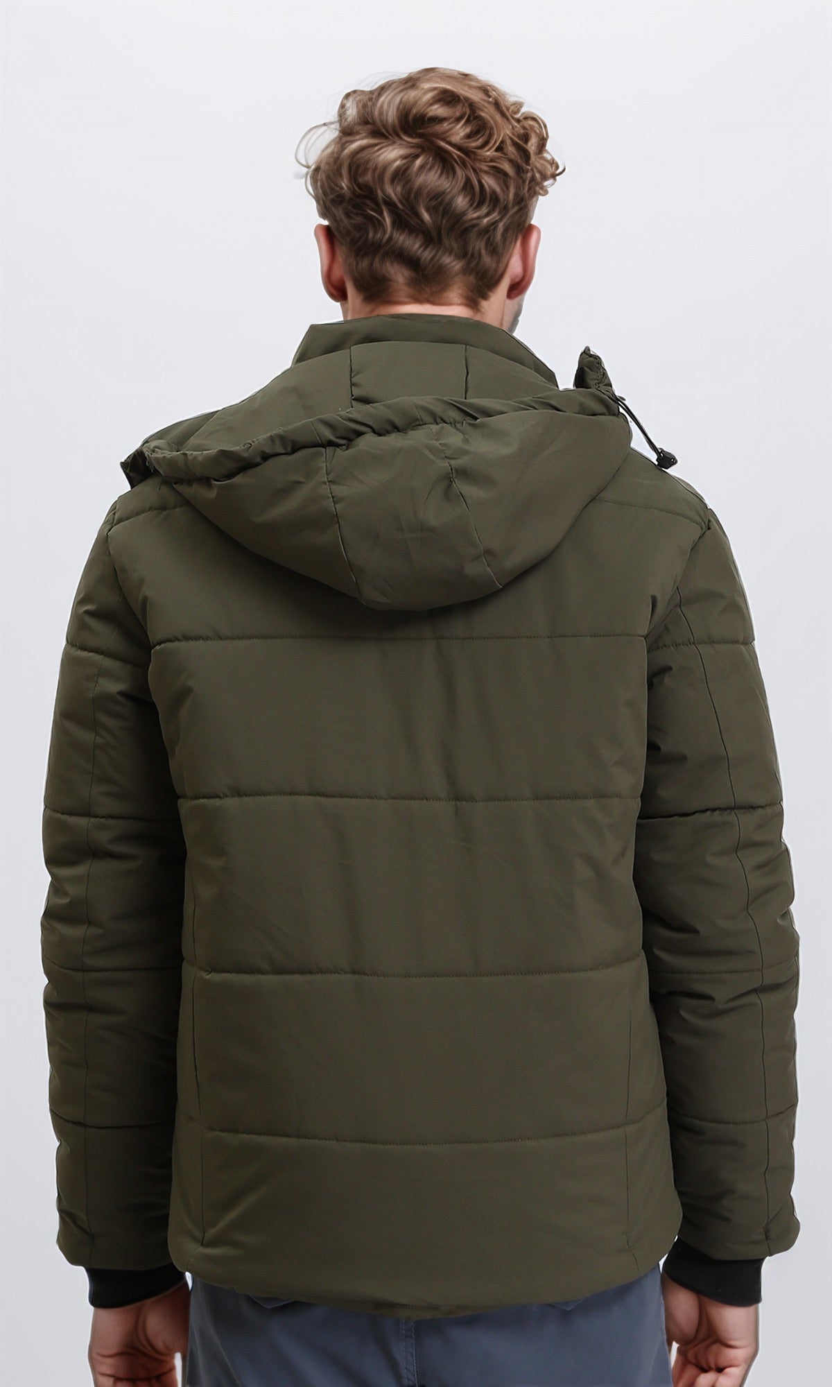 R211346 - Casual Solid Jacket with Zipped Pockets - Dark Khaki