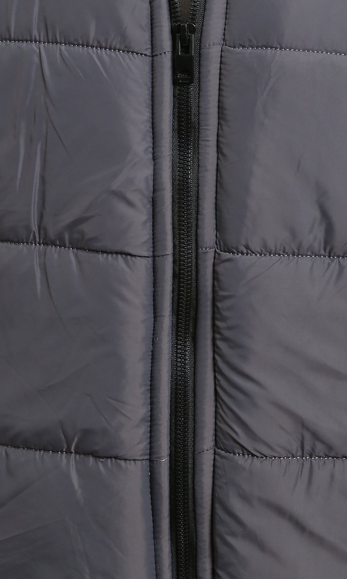 R211352 - Front Zip-Up Winter Quilted Jacket - Dark Grey