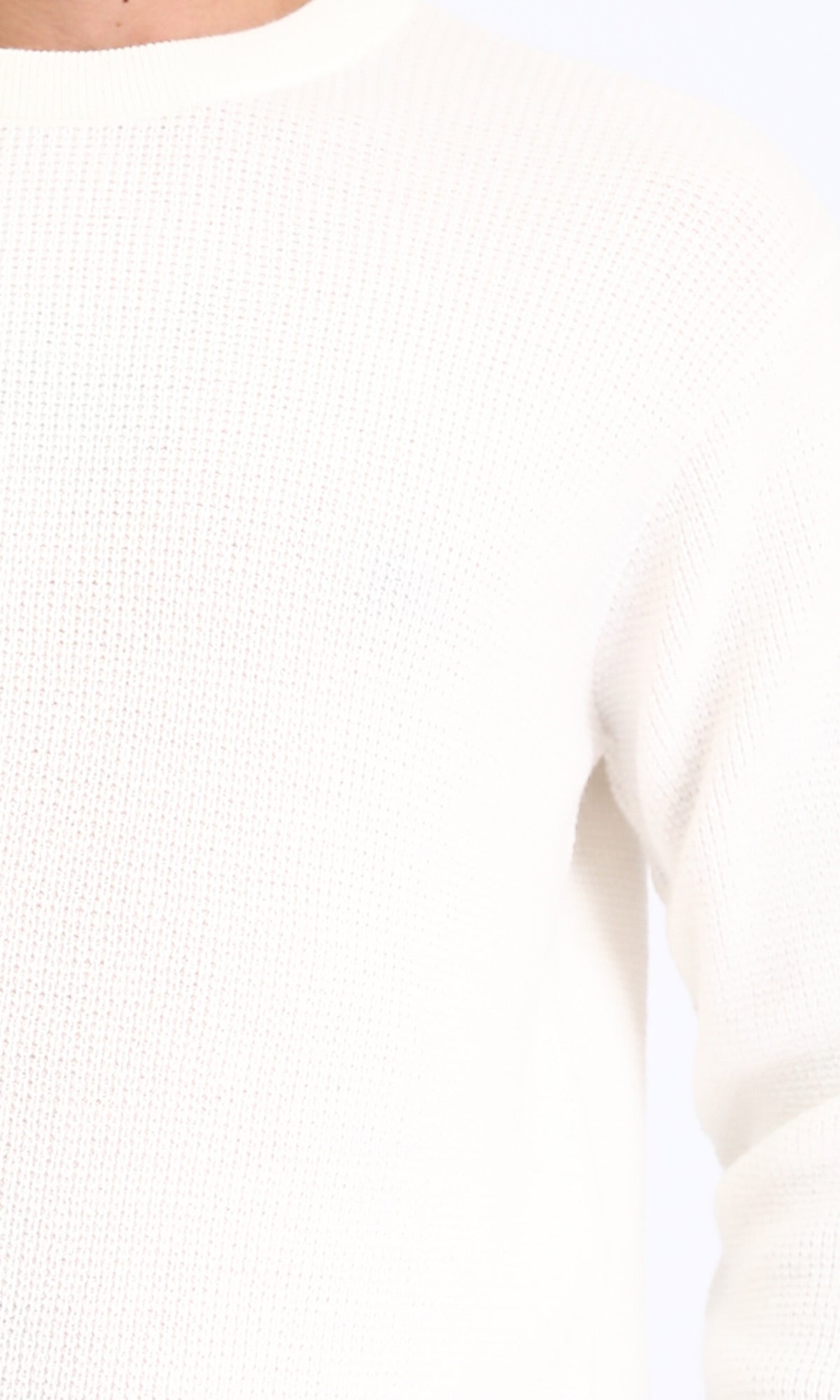 R211356 - Long Sleeves Slip On Knitted Pullover - Off-White
