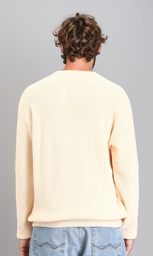 R211357 - Long Sleeves Slip On Knitted Pullover - Pastel Yellow