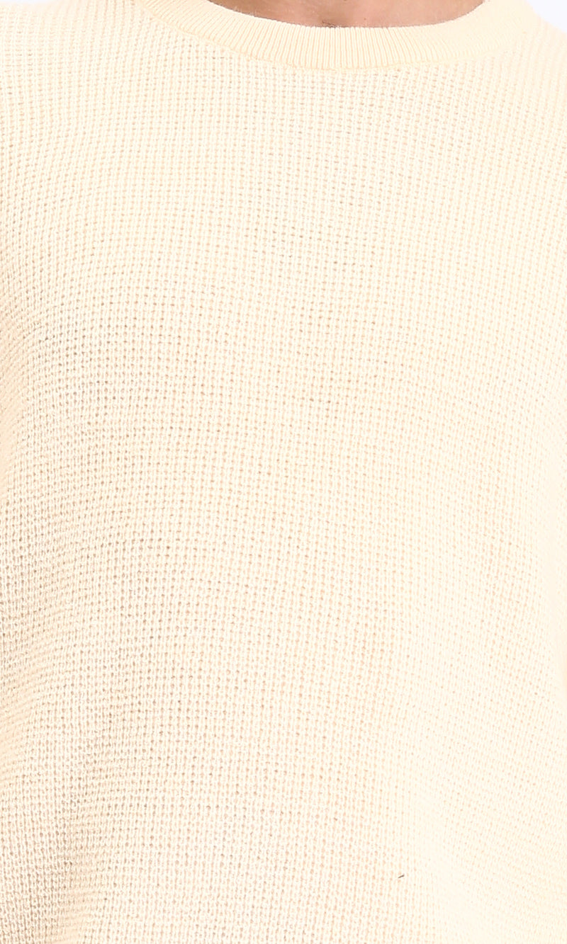 R211357 - Long Sleeves Slip On Knitted Pullover - Pastel Yellow