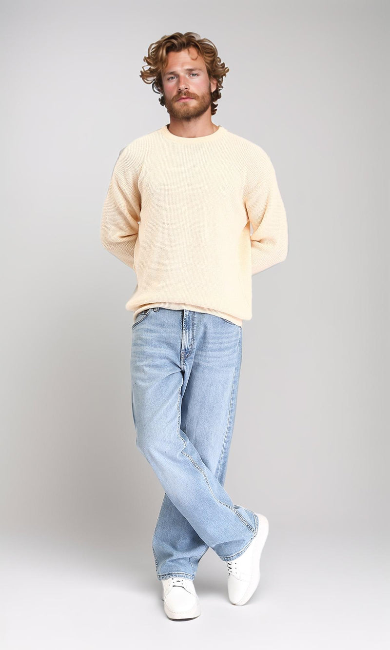 R211357 - Long Sleeves Slip On Knitted Pullover - Pastel Yellow