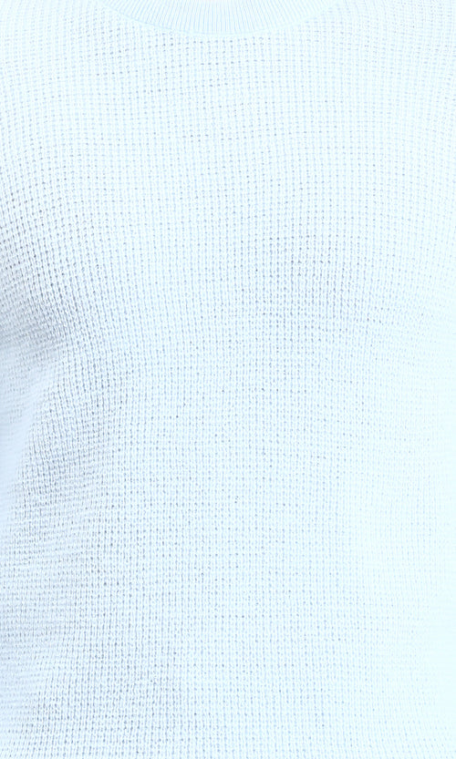 R211359 - Ribbed Round Neck Winter Pullover - Powder Blue