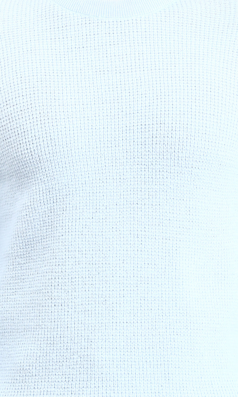 R211359 - Ribbed Round Neck Winter Pullover - Powder Blue