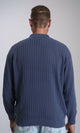 R211362 - Long Sleeves Ribbed Winter Pullover - Light Navy Blue