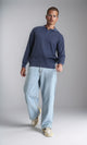 R211362 - Long Sleeves Ribbed Winter Pullover - Light Navy Blue