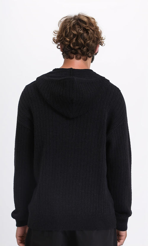 R211367 - Regular Fit Casual Hooded Pullover - Black