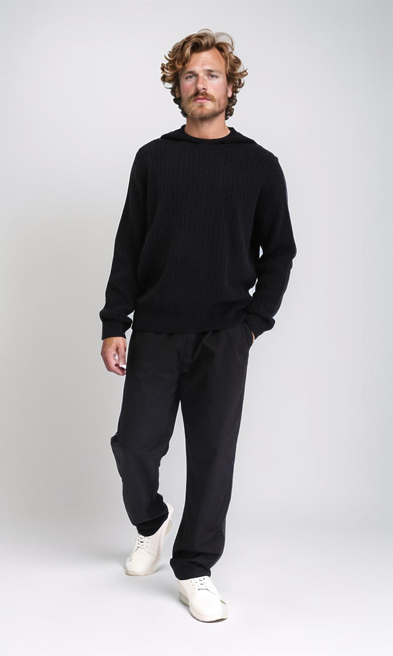 R211367 - Regular Fit Casual Hooded Pullover - Black