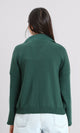 R211369 - Open Neck Long Sleeves Pullover - Dark Green & White