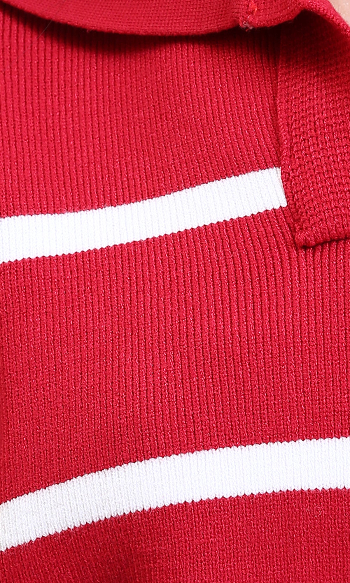 Red White Striped Collared Pullover