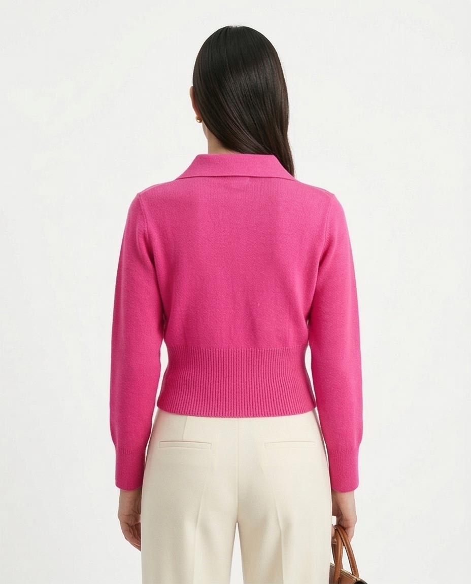 Ravin Women’s Quarter-Zip Knit Polo Sweater – Fuchsia - R211372