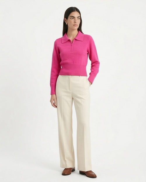 Ravin Women’s Quarter-Zip Knit Polo Sweater – Fuchsia - R211372