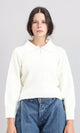 R211373 - Turn Down Collar Zipper Sweater - Off-White