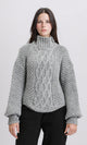 R211374 - Chunky Knit Pullover with High-Neck - Dark Grey