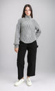 R211374 - Chunky Knit Pullover with High-Neck - Dark Grey