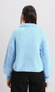 R211375 - Chunky Knit Pullover with High-Neck - Light Blue