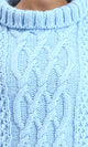 R211375 - Chunky Knit Pullover with High-Neck - Light Blue