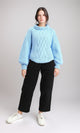 R211375 - Chunky Knit Pullover with High-Neck - Light Blue