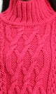 R211376 - Chunky Knit Pullover with High-Neck - Fuchsia