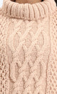 R211377 - Chunky Knit Pullover with High-Neck - Nude