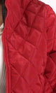 R211456 - Fashionable Zipped Short Quilted Jacket - Dark Red