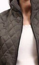 R211457 - Fashionable Zipped Short Quilted Jacket - Charcoal Grey