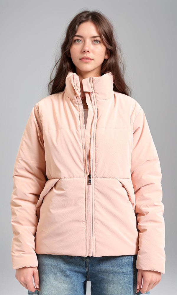 R211480 - Stand Collar Bomber Zipped Jacket - Light Simon