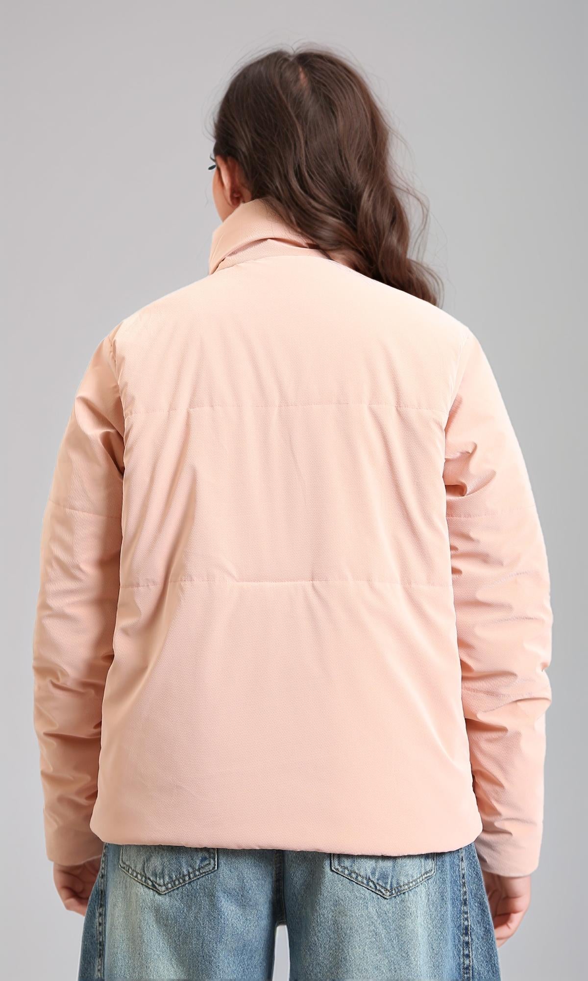 Soft Apricot Padded Zip-Up Jacket - R211480