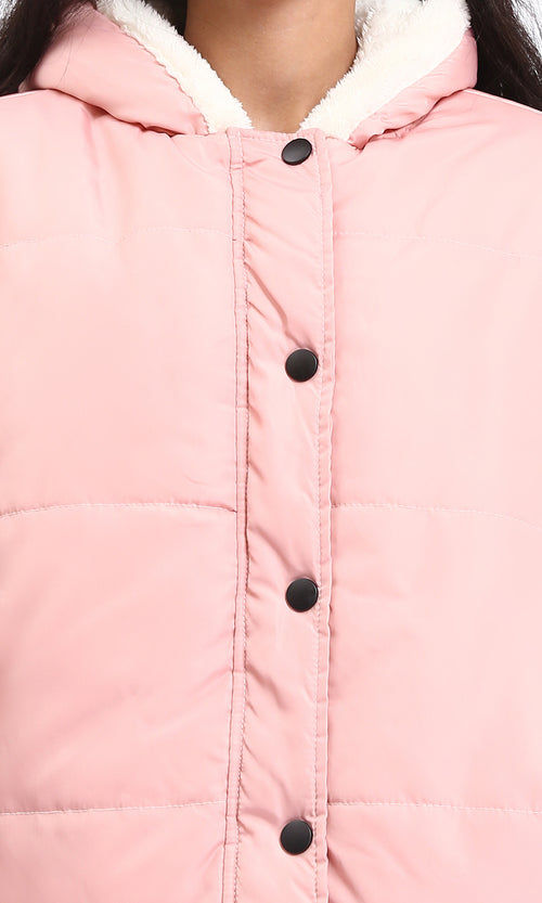 R211497 - Fur Hooded Neck Puffer Jacket - Simon