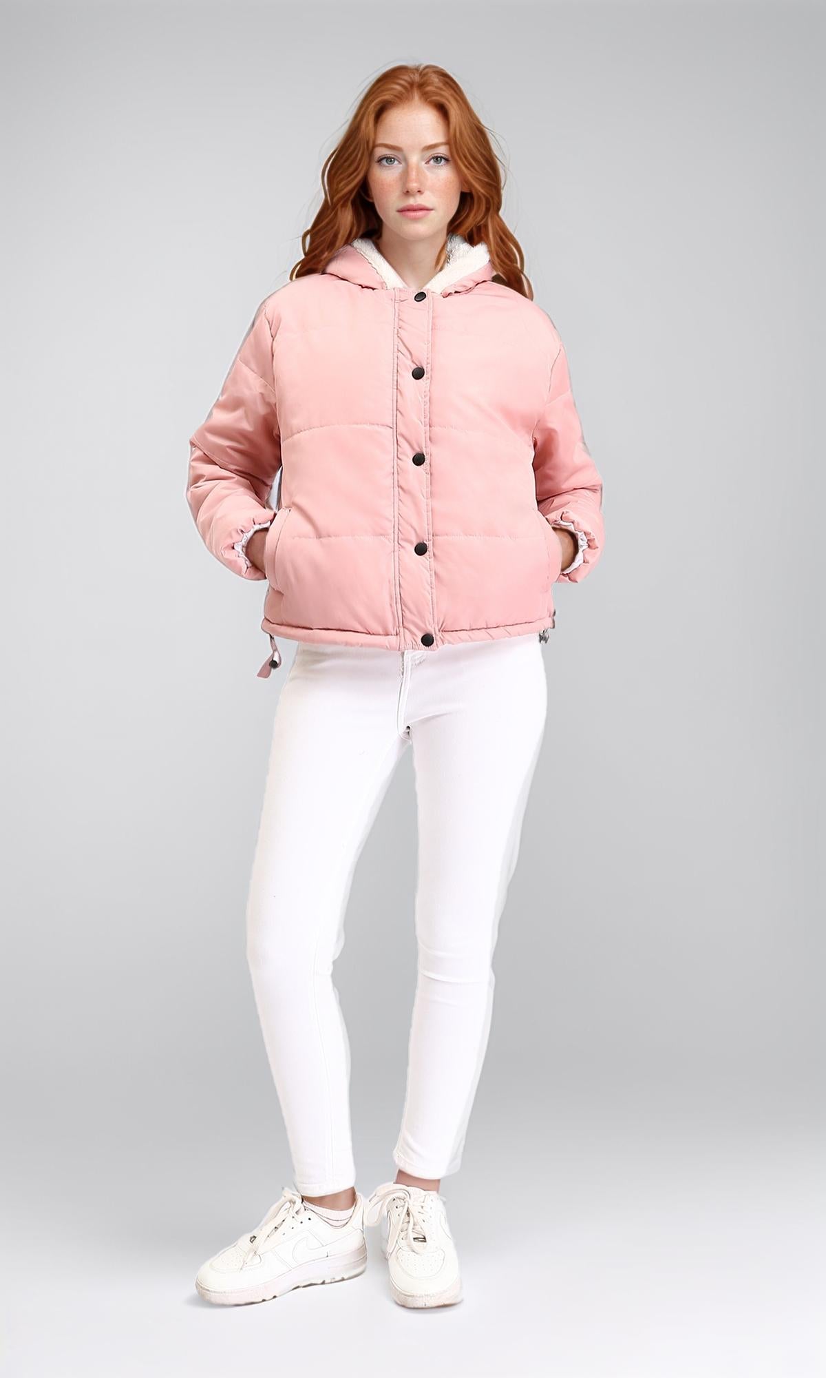 R211497 - Fur Hooded Neck Puffer Jacket - Simon