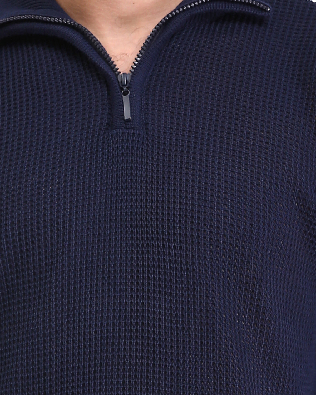 Ravin Men’s Waffle-Knit Quarter-Zip Pullover – Navy - R211501
