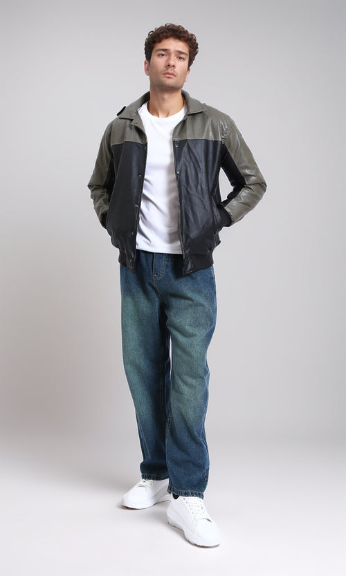 Black Denim Jacket - Casual Cotton Coat with Pockets for Men
