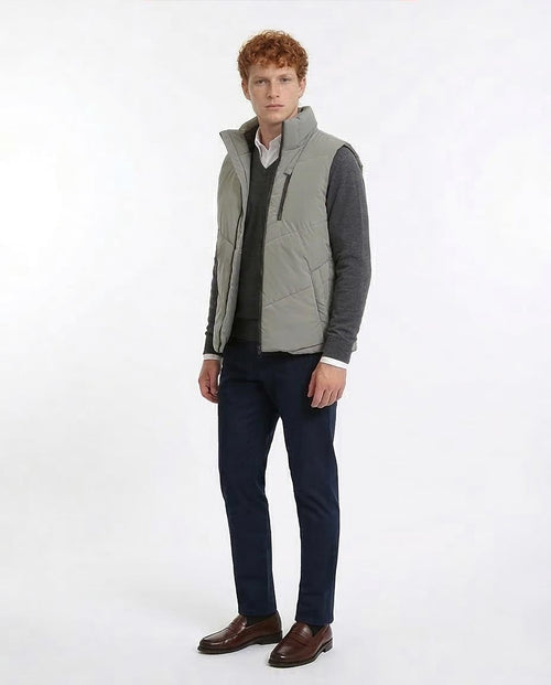 Ravin Men’s Chevron-Quilted Puffer Vest with Detachable Hood - Grey - R211598