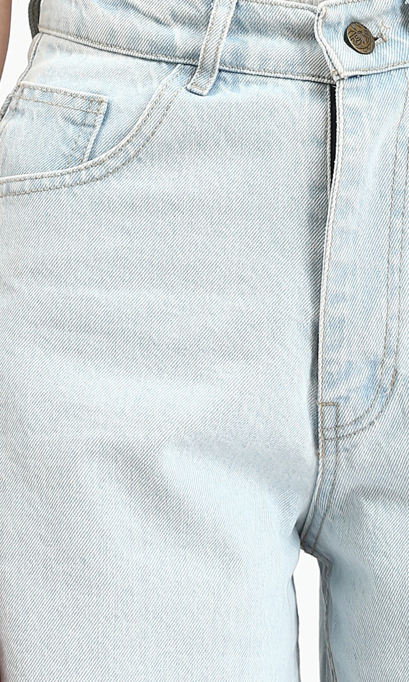 R211613 - High-Waist Straight Leg Jeans - Light Blue