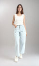 R211613 - High-Waist Straight Leg Jeans - Light Blue