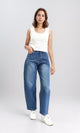 R211614 - High-Waist Straight Leg Jeans - Medium Blue
