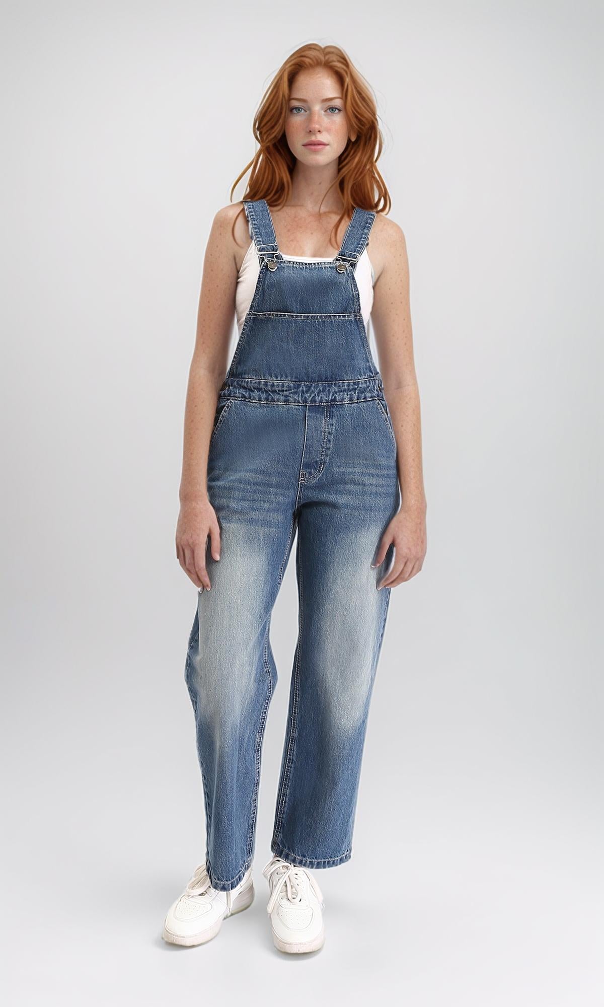 Straight Leg Solid Relaxed Overall - Standard Blue