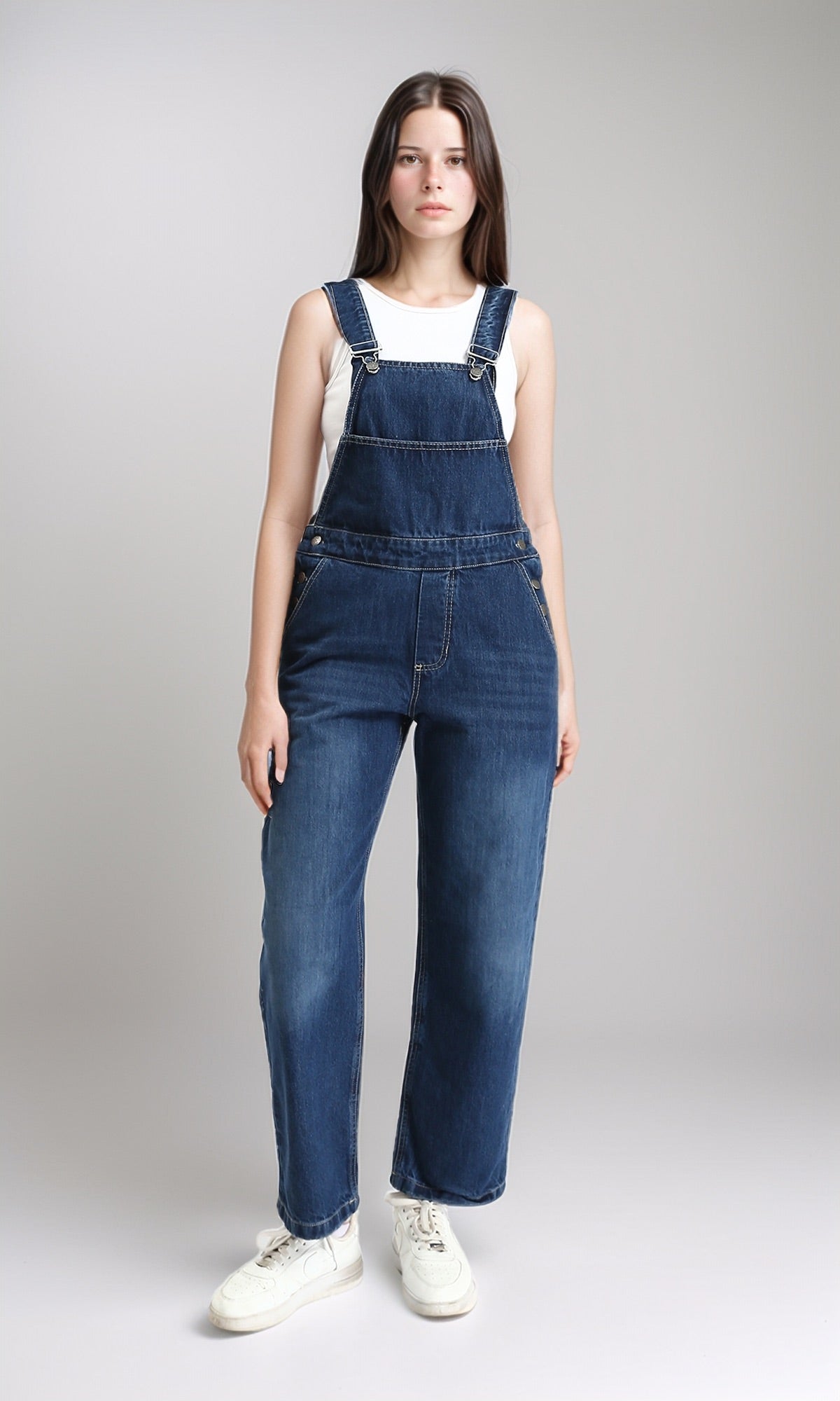 Essential Dark Wash Wide-Leg Denim Overalls