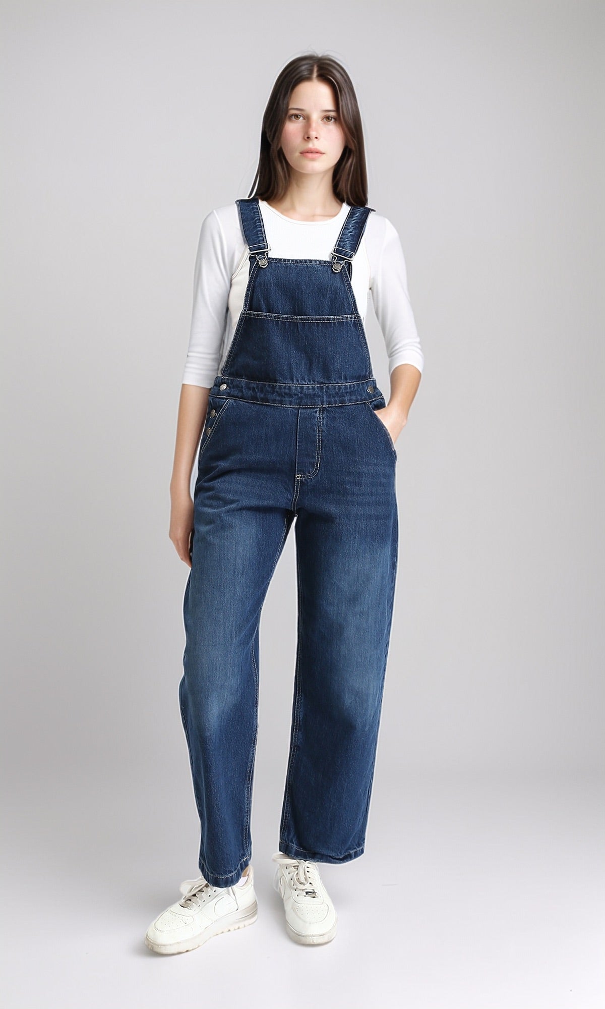 Essential Dark Wash Wide-Leg Denim Overalls