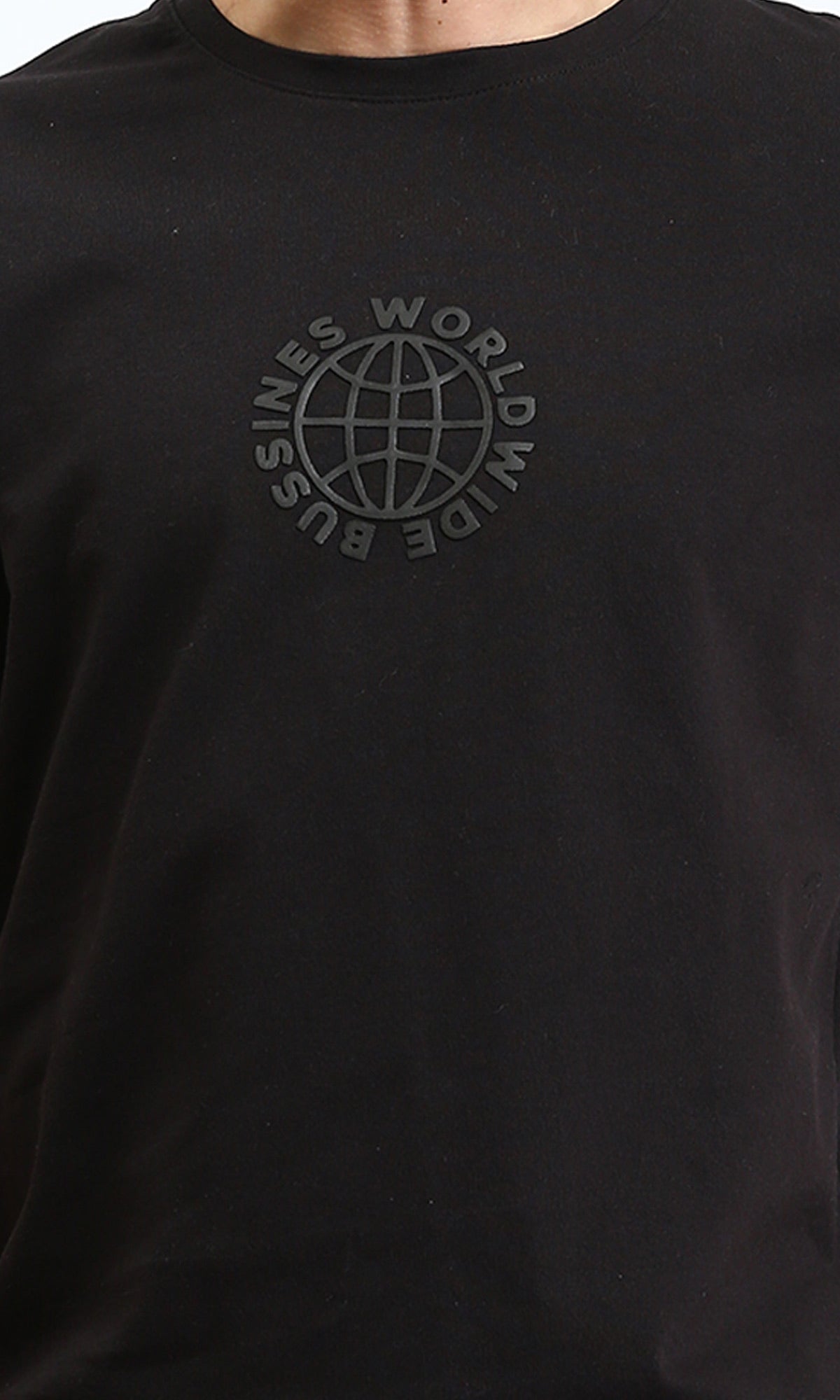 "business World Wide" Cotton Short Sleeves Tee - Black