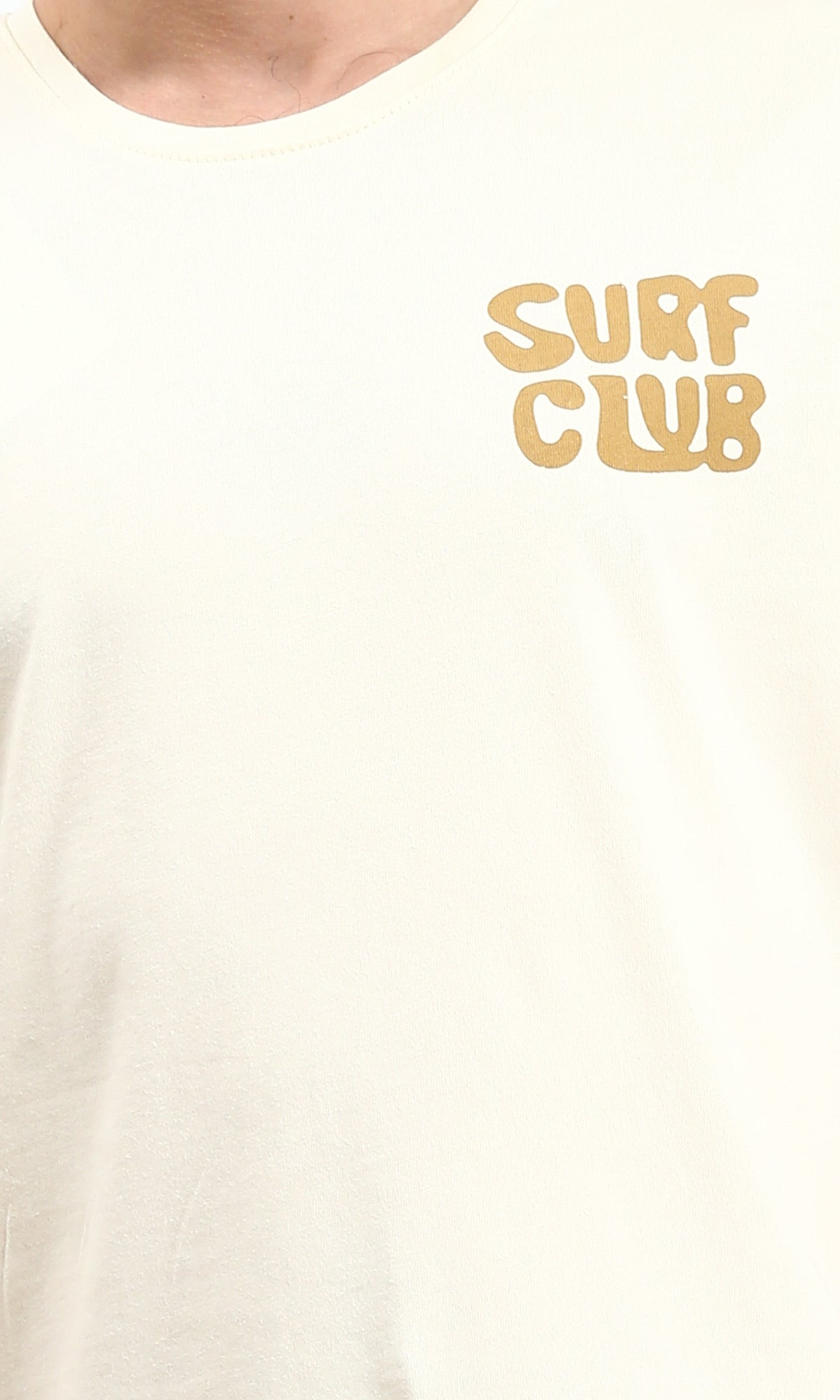 R211621 - Printed "Surf Club" Short Sleeves Tee - Cream