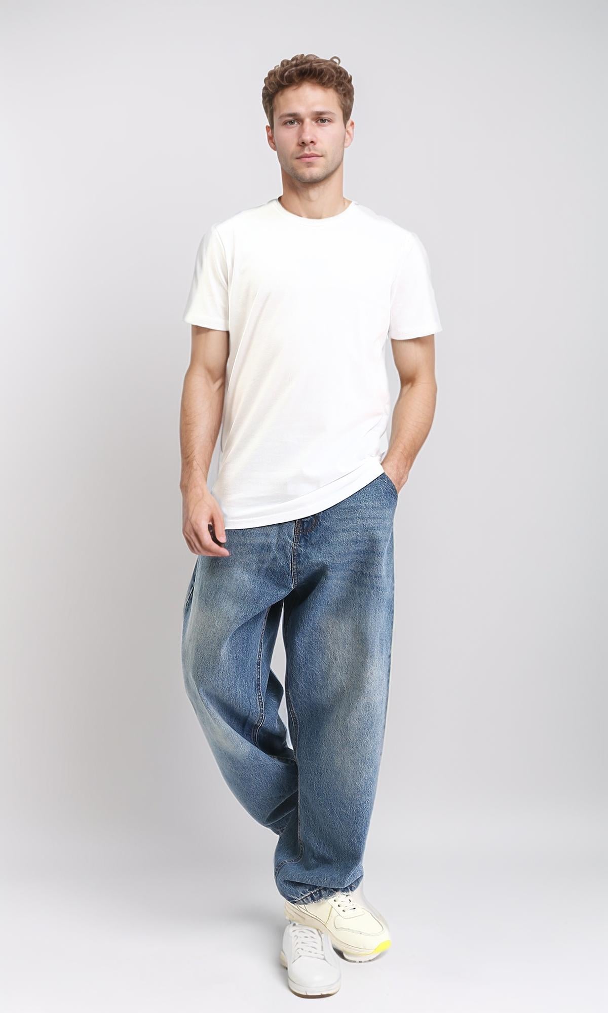 R211623 - Round Neck Solid Basic Tee - White
