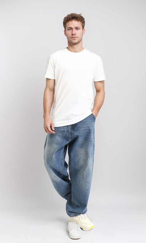 R211623 - Round Neck Solid Basic Tee - White