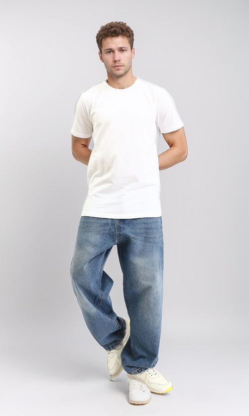 R211623 - Round Neck Solid Basic Tee - White