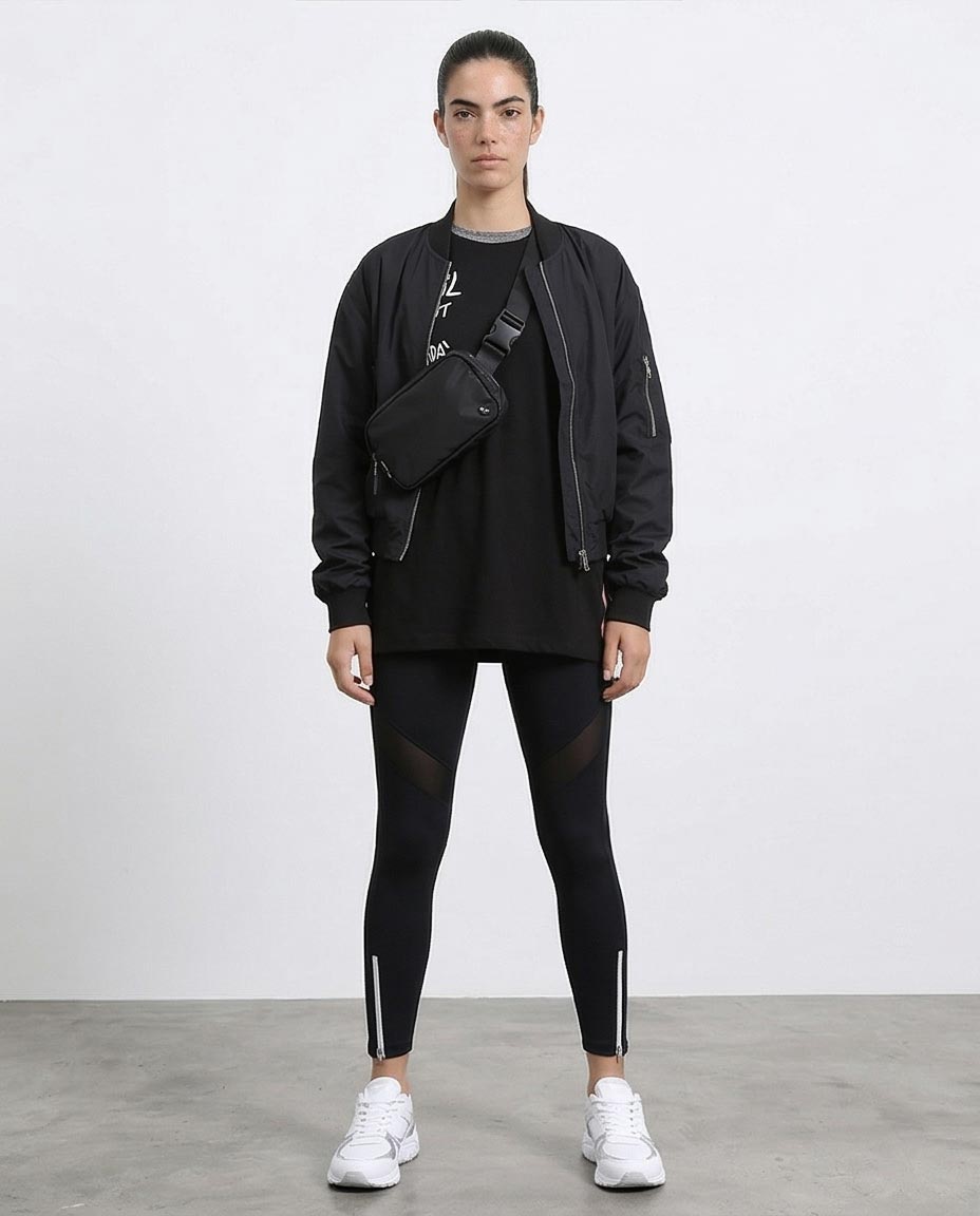 R211627 - Printed Elbow Sleeves Casual Tee - Black