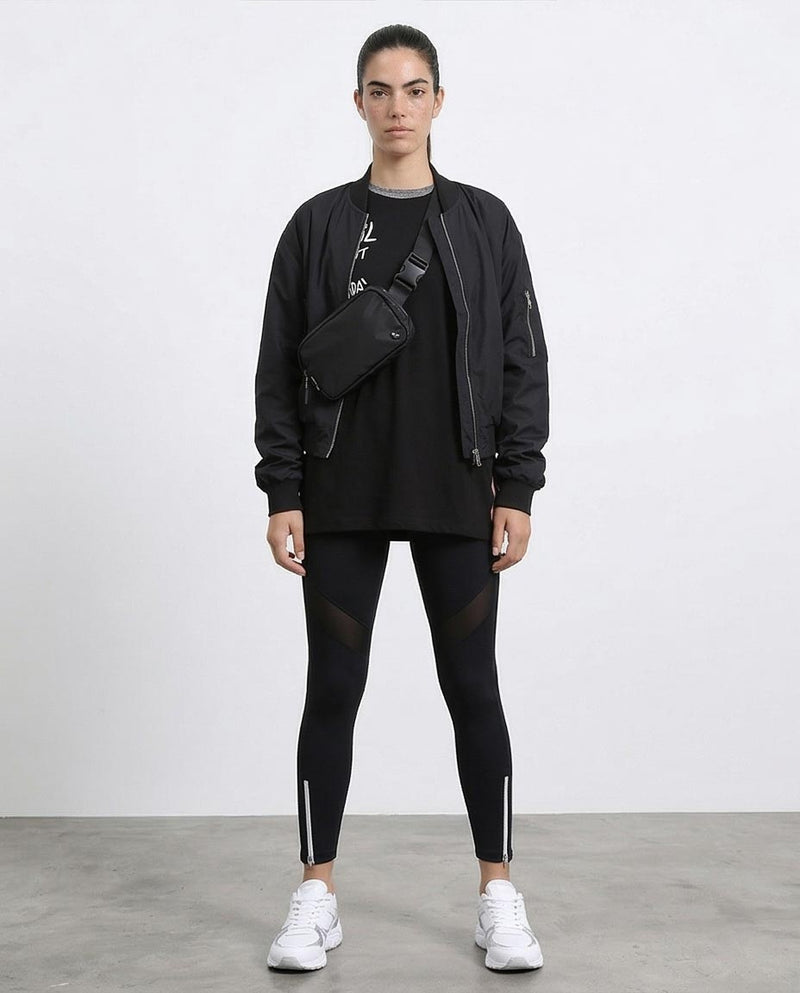 R211627 - Printed Elbow Sleeves Casual Tee - Black