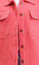 R211665 - Self Pattern Buttoned Long Shirt - Coral